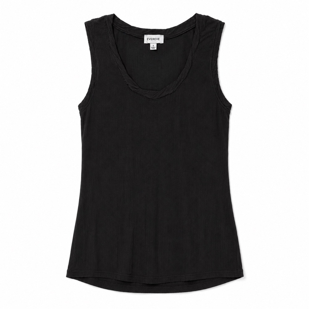 EVEREVE Black Pleated Tank Top Small Sleeveless Minimalist Quiet Luxury